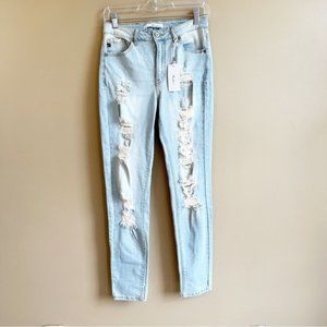 NWT KANCAN high rise distressed jeans light wash size 27 style KC8309L